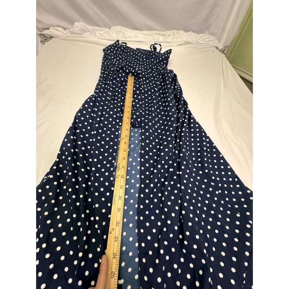 Band of Gypsies Maxi Open Front Dress W/Shorts Combo Woman Sz S Dots Blue Boho N